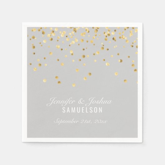 Personalisiert LIGHT GRAY Gold Confetti Wedding Serviette (Vorderseite)