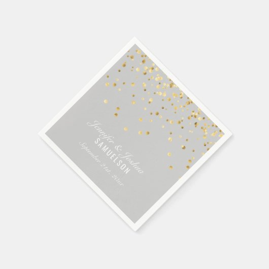 Personalisiert LIGHT GRAY Gold Confetti Wedding Serviette (Ecke)
