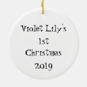 Personalisiert Light Skin Tone Baby Face Baby's 1. Keramik Ornament (Hinten)