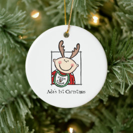 Personalisiert Light Skin Tone Baby Face Baby's 1. Keramik Ornament