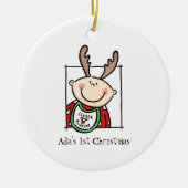 Personalisiert Light Skin Tone Baby Face Baby's 1. Keramik Ornament (Vorne)