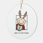 Personalisiert Light Skin Tone Baby Face Baby's 1. Keramik Ornament (Links)