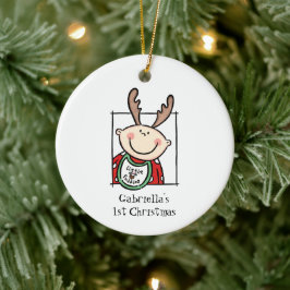 Personalisiert Light Skin Tone Baby Face Baby's 1. Keramik Ornament