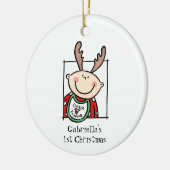 Personalisiert Light Skin Tone Baby Face Baby's 1. Keramik Ornament (Links)