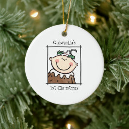 Personalisiert Light Skin Tone Baby Face Baby's 1. Keramik Ornament