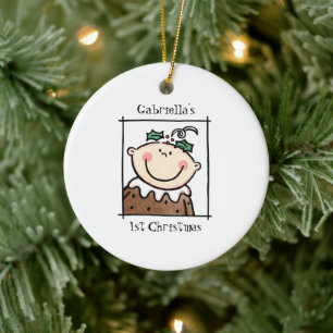 Personalisiert Light Skin Tone Baby Face Baby's 1. Keramik Ornament