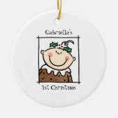 Personalisiert Light Skin Tone Baby Face Baby's 1. Keramik Ornament (Vorne)