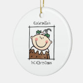 Personalisiert Light Skin Tone Baby Face Baby's 1. Keramik Ornament (Links)
