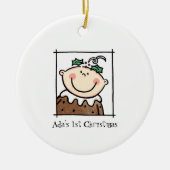 Personalisiert Light Skin Tone Baby Face Baby's 1. Keramik Ornament (Vorne)