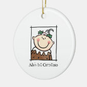 Personalisiert Light Skin Tone Baby Face Baby's 1. Keramik Ornament (Links)