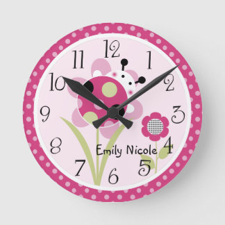 Personalisiert Lil Little Ladybug Kinderzimmer Clo Runde Wanduhr