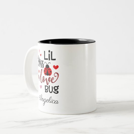 Personalisiert Lil Miss Liebe Bug Zweifarbige Tasse (Vorderseite Links)