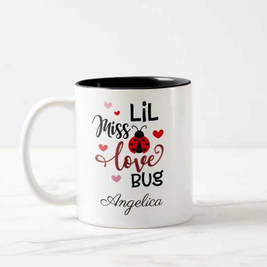 Personalisiert Lil Miss Liebe Bug Zweifarbige Tasse (Links)