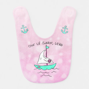 Personalisiert Lil' Sailor Baby Girl's Bib Babylätzchen