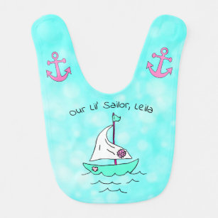 Personalisiert Lil' Sailor Baby Girl's Bib Babylätzchen