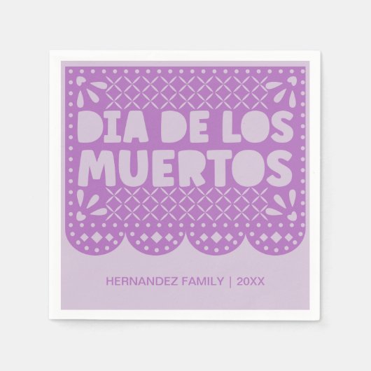 Personalisiert Lila Dia de los Muertos Napkins Serviette (Vorderseite)