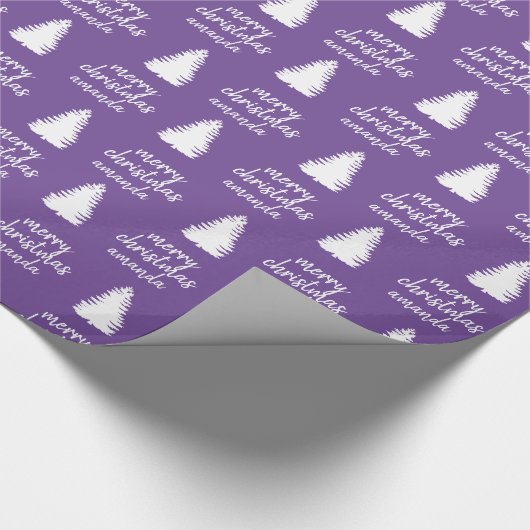 Personalisiert Lila frohe Weihnachten Geschenkpapier (Ecke)