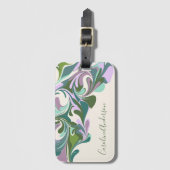 Personalisiert Lila Green Abstrakt Bridal Gefallen Gepäckanhänger (Vorderseite Vertikal)