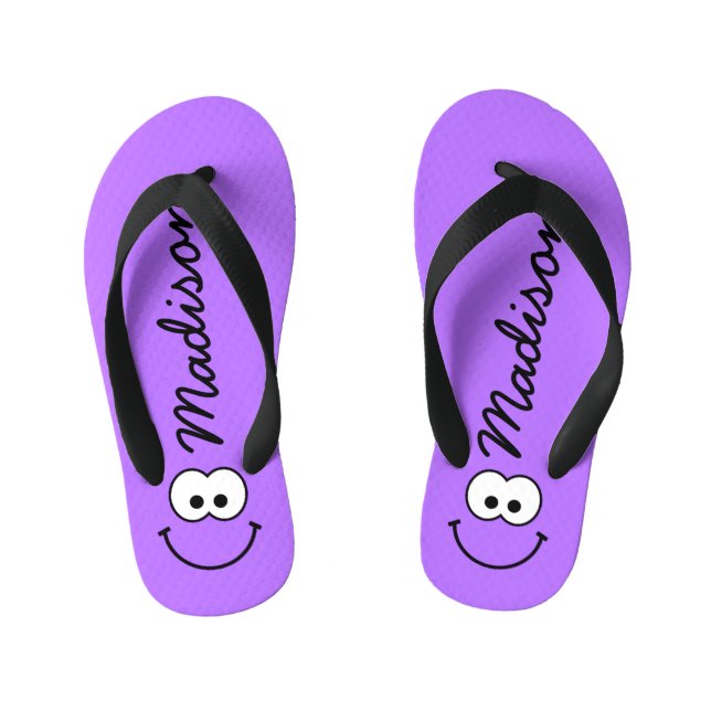 Personalisiert Lila Kinderbadesandalen (Fußbett)
