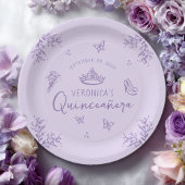 Personalisiert Lila Lavender Quinceanera Pappteller