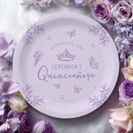 Personalisiert Lila Lavender Quinceanera Pappteller