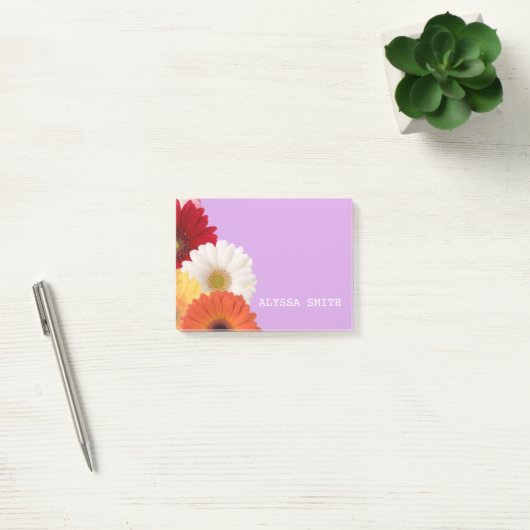 Personalisiert Lila mit Blume Post-it Klebezettel (Büro)