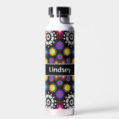 Personalisiert Lila Orange Black Dot Mandala Trinkflasche (Links)