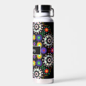 Personalisiert Lila Orange Black Dot Mandala Trinkflasche (Rückseite)