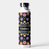 Personalisiert Lila Orange Black Dot Mandala Trinkflasche (Links)