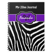 Personalisiert Lila Schwarz-weißes Zebra Journal 2 Notizblock (Vorderseite)