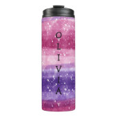 Personalisiert Lila und rosa gesprenkelt Thermosbecher (Vorderseite)