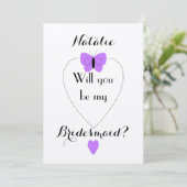 Personalisiert lila Werden Sie meine Bridesmaid se Einladung (Stehend Vorderseite)