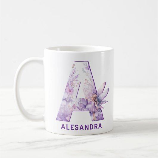 Personalisiert Lilac Fairy Monogram A Kaffeetasse (Links)