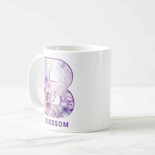 Personalisiert Lilac Fairy Monogram B Kaffeetasse (Vorderseite Links)