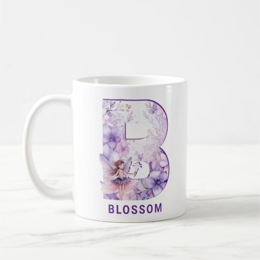 Personalisiert Lilac Fairy Monogram B Kaffeetasse (Links)