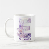 Personalisiert Lilac Fairy Monogram E Kaffeetasse (Links)