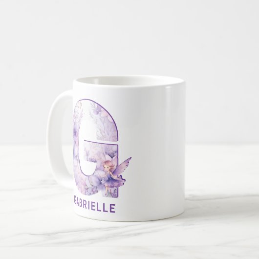 Personalisiert Lilac Fairy Monogram G Kaffeetasse (Vorderseite Links)