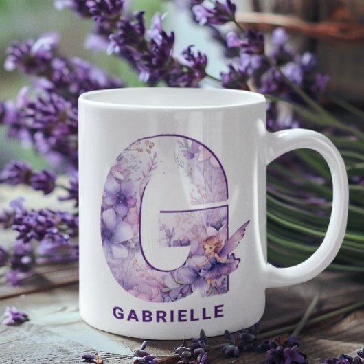 Personalisiert Lilac Fairy Monogram G Kaffeetasse