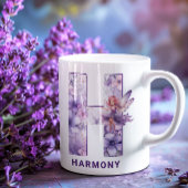 Personalisiert Lilac Fairy Monogram H Kaffeetasse