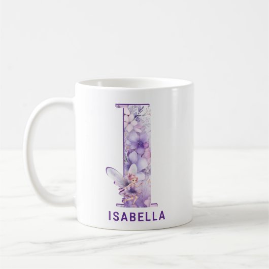 Personalisiert Lilac Fairy Monogram I Kaffeetasse (Links)