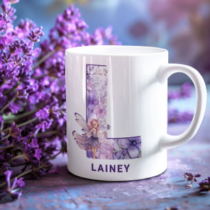Personalisiert Lilac Fairy Monogram L Kaffeetasse