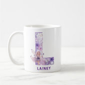 Personalisiert Lilac Fairy Monogram L Kaffeetasse (Links)