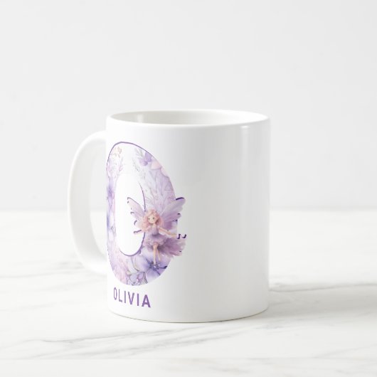 Personalisiert Lilac Fairy Monogram O Kaffeetasse (Vorderseite Links)