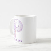 Personalisiert Lilac Fairy Monogram P Kaffeetasse (Vorderseite Links)