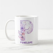 Personalisiert Lilac Fairy Monogram P Kaffeetasse (Links)