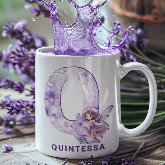 Personalisiert Lilac Fairy Monogram Q Kaffeetasse