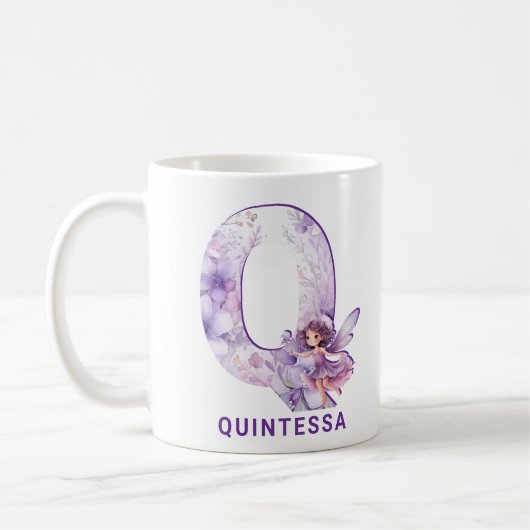 Personalisiert Lilac Fairy Monogram Q Kaffeetasse (Links)