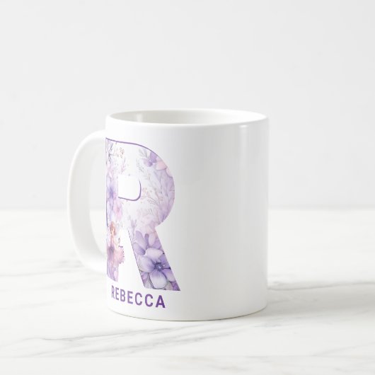Personalisiert Lilac Fairy Monogram R Kaffeetasse (Vorderseite Links)