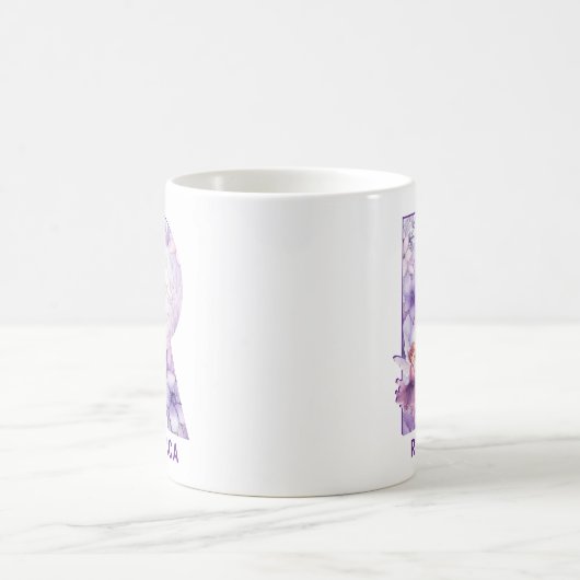 Personalisiert Lilac Fairy Monogram R Kaffeetasse (Mittel)