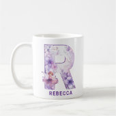 Personalisiert Lilac Fairy Monogram R Kaffeetasse (Links)